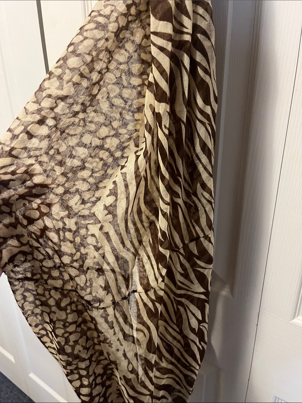 Lightweight Brown Patterned Infinity Scarf - Picture 2 of 2